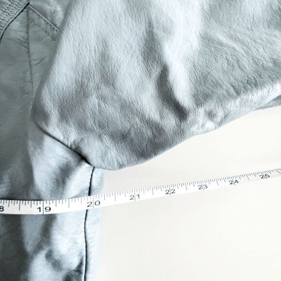 Cleo Womens Riverdale Faux Leather Jacket Full Zip All Over Print Gray Large - Picture 7 of 9